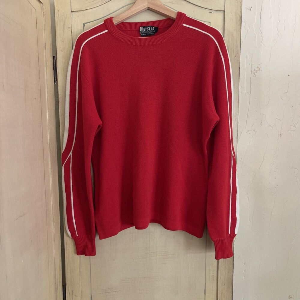 Vintage Meister Red Knit  wool Crewneck Pullover Sweater medium